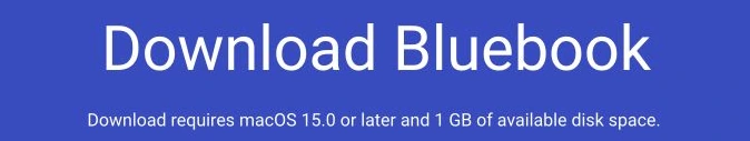 Nagłówek oficjalnego pobierania Bluebooka na Macu i wymaganie macOS 15.
