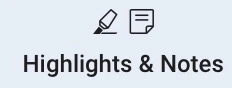 Prawdziwy przycisk Highlights and Notes w Bluebooku.